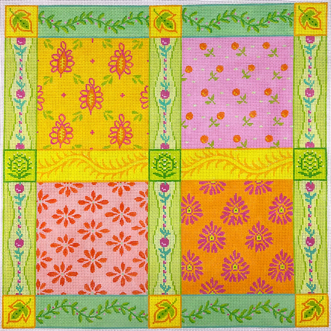 French Tablecloth Patchwork – pinks, greens, oranges & yellows