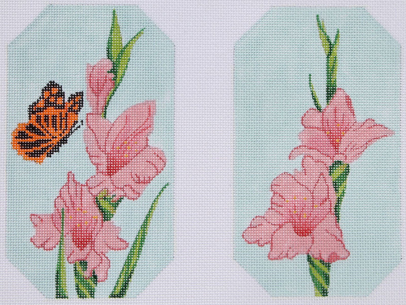 Glasses/ Phone Case – Gladiolus – pinks on soft blue (full-size ONLY)