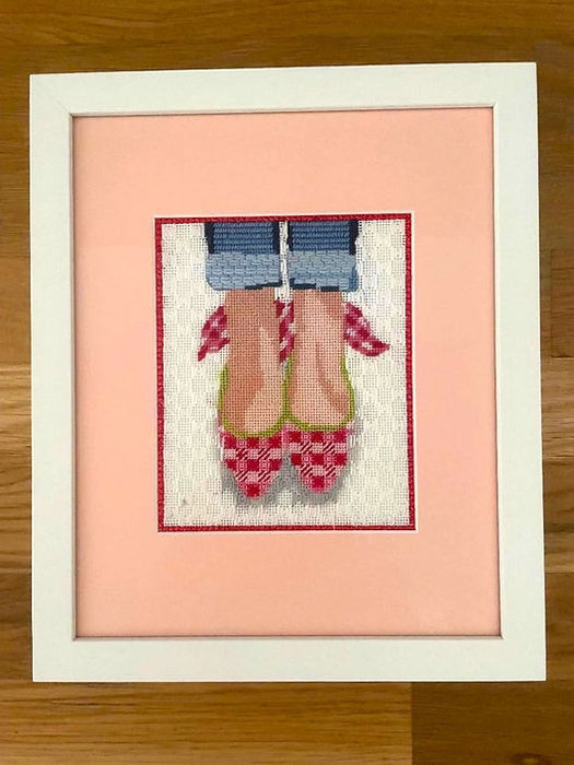 Here’s Looking At Shoe – Gingham Wedges w/ Bows on the Backs – watermelon, pink & lime