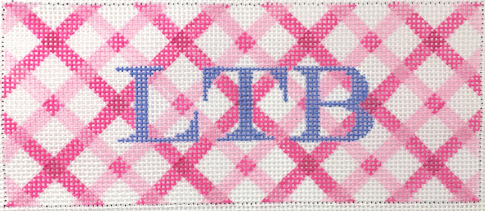 Insert – Double Criss Cross Gingham – bright pinks w/ periwinkle monogram