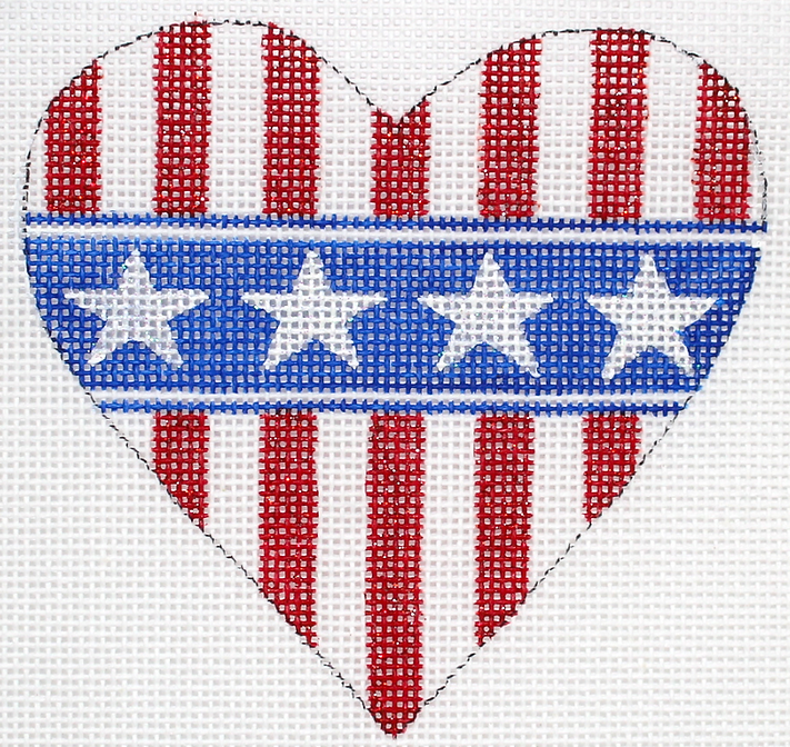 Mini Heart – Patriotic Red & White Stripes w/ Starred Blue Stripe