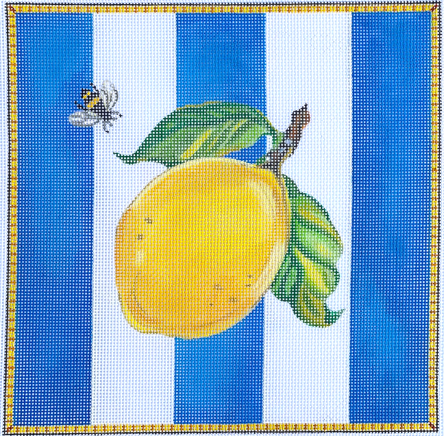 Sally Eckman Roberts – Lemon & Bee on Blue Stripes