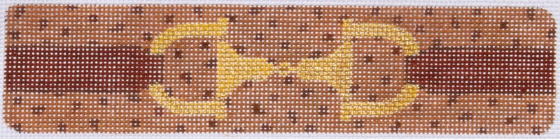 Cuff/Bookmark – Snaffle Bit on Ostrich – tan & brown w/ gold