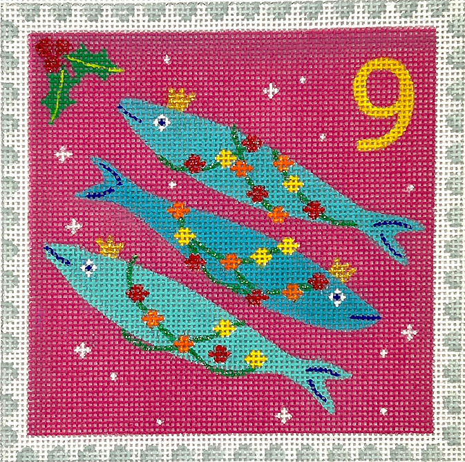 Klara Hawkins – Advent Around the World Stamp #9 – Portugal – Three Fishes