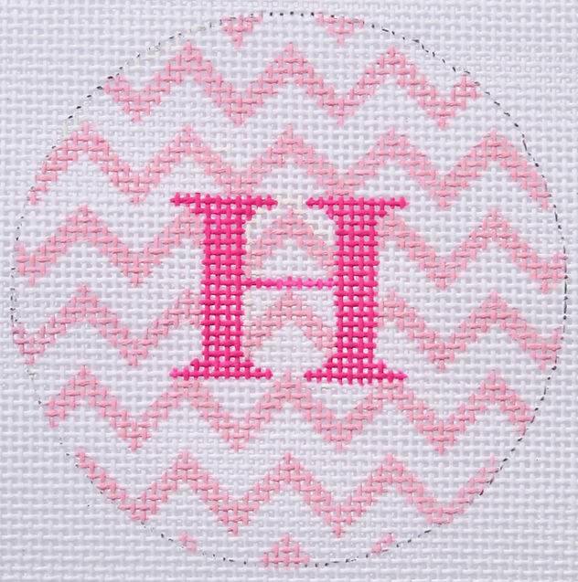 3" Round – Pink & White Zigzag w/ Lime or Pink Letter