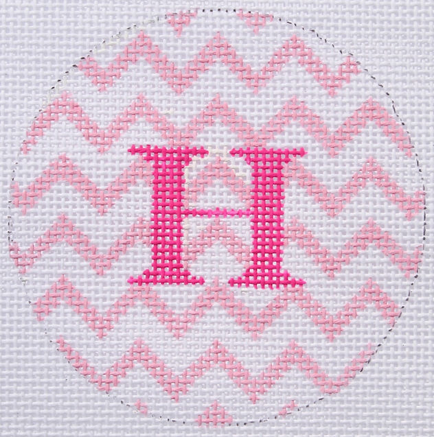 3" Round – Pink & White Zigzag w/ Lime or Pink Letter