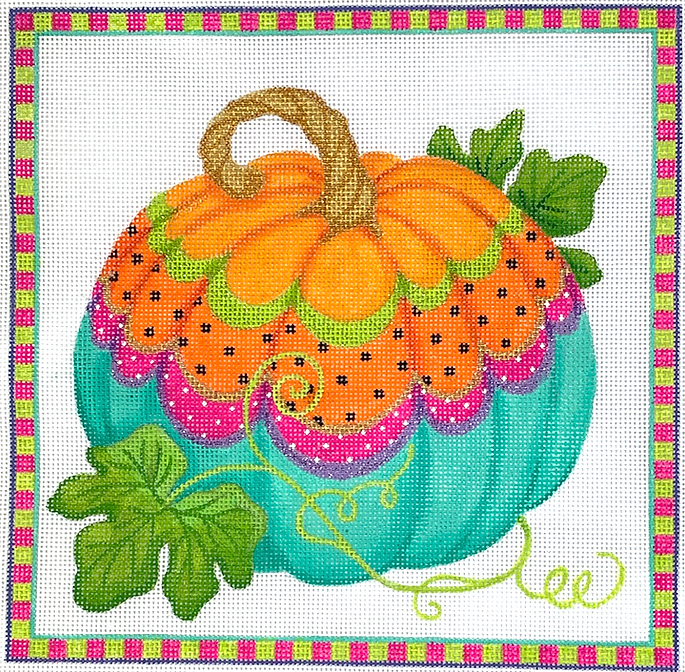 Funky Punkin Square #3 – multi brights with turquoise bottom