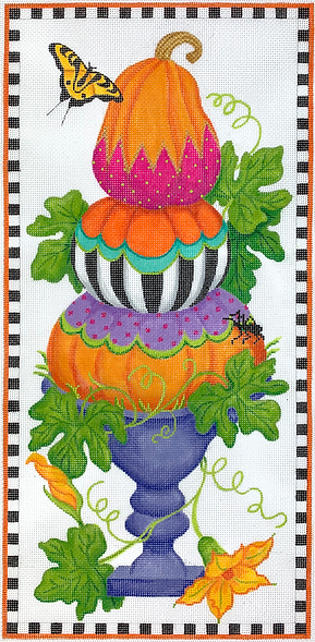 Funky Punkins Topiary Tall Rectangle – orange, green, purple, gold, black, raspberry (13m)