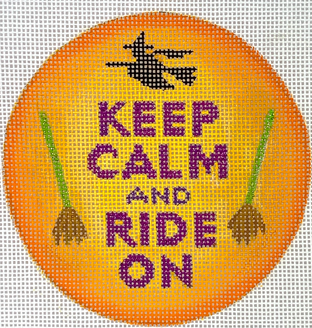 4” Round – Keep Calm & Ride On (Halloween) – oranges & black