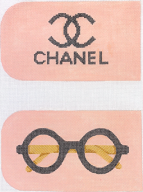 Glasses/ Phone Case – Chanel w/ Logo & Signature Round Glasses on peach (full-size)