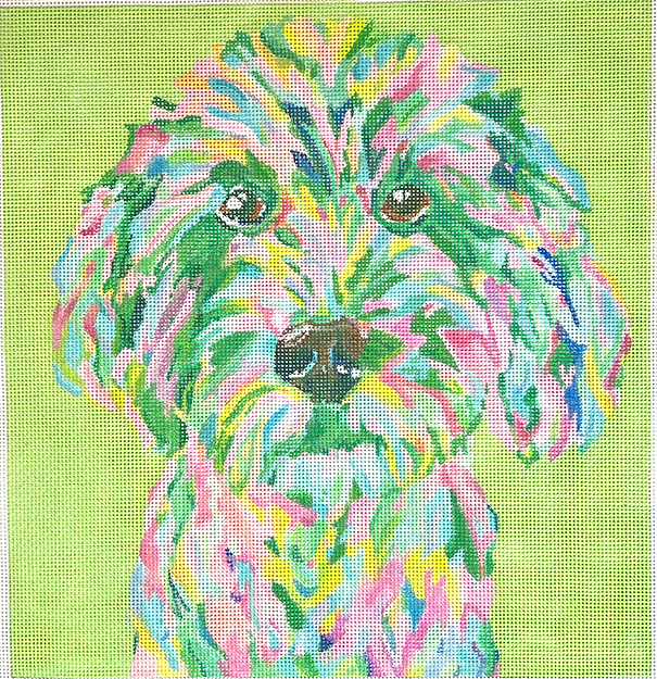 Megan Carn – Golden Doodle – multi on lime