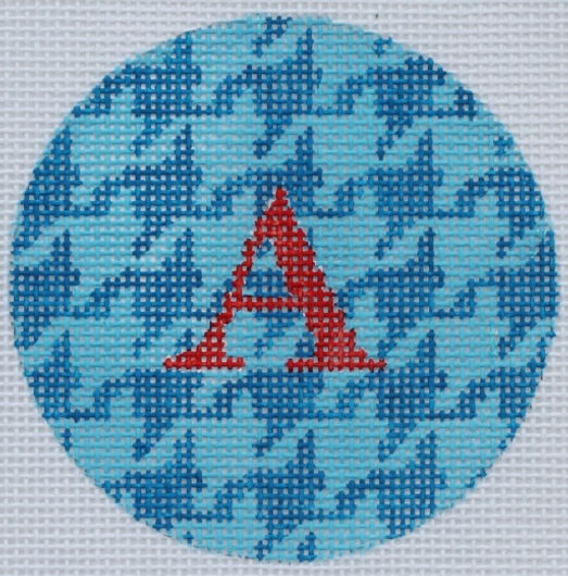 3" Round – Blues Houndstooth, Red Letter