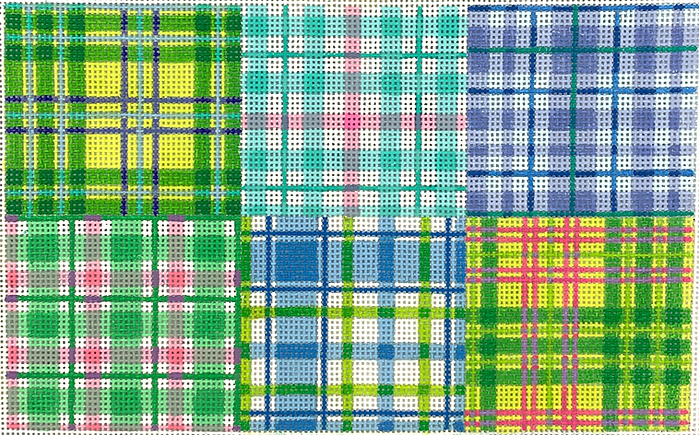 Clutch – Madras – blue, turquoise, lime & pink