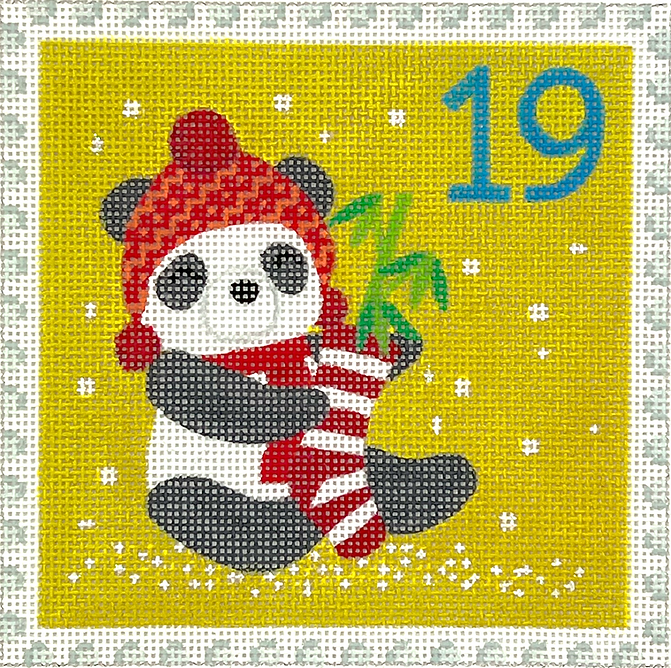 Klara Hawkins – Advent Around the World Stamp #19 – China – Panda w/ Stocking