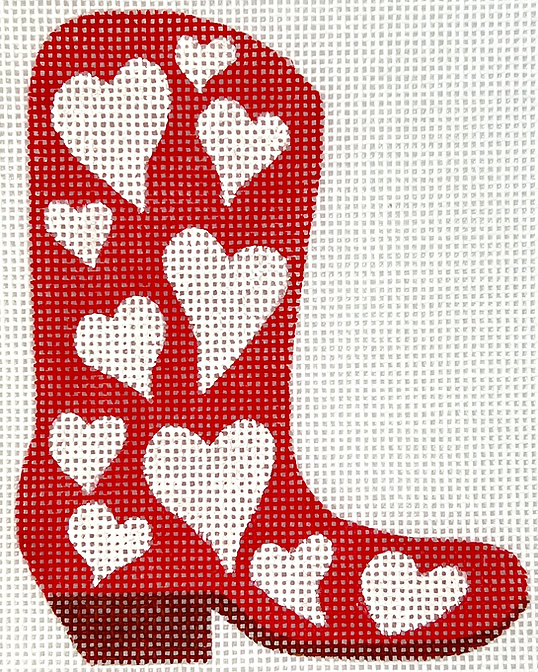 Mini Cowgirl Boot – Red w/ White Hearts