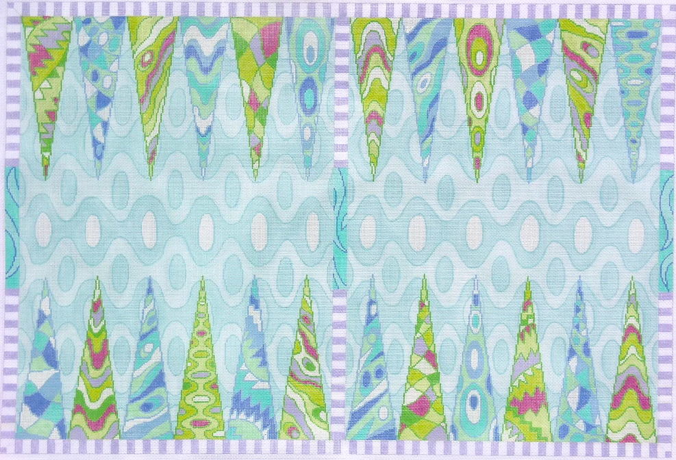 Backgammon Board Canvas – Pucci-inspired – turquoise, periwinkles, limes & violet