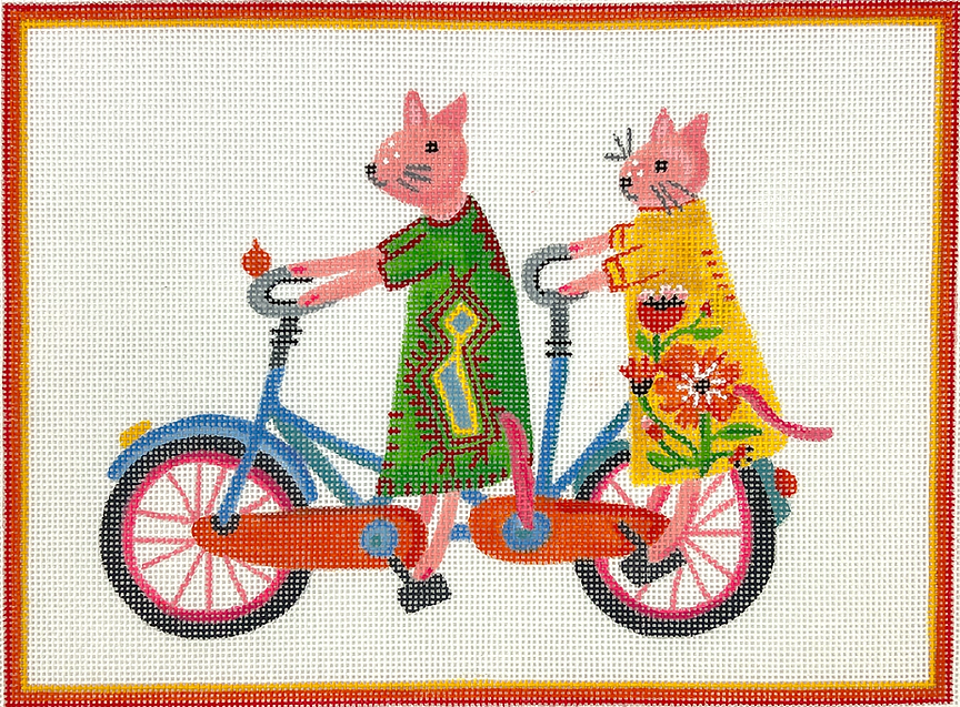 Carolyn Gavin – Two Kitties in Mexican Dresses on Bicycle Built For Two