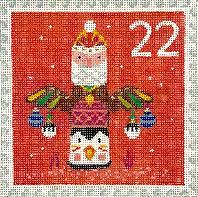 Klara Hawkins – Advent Around the World Stamp #22 – North America – Totem Pole w/ Ornaments