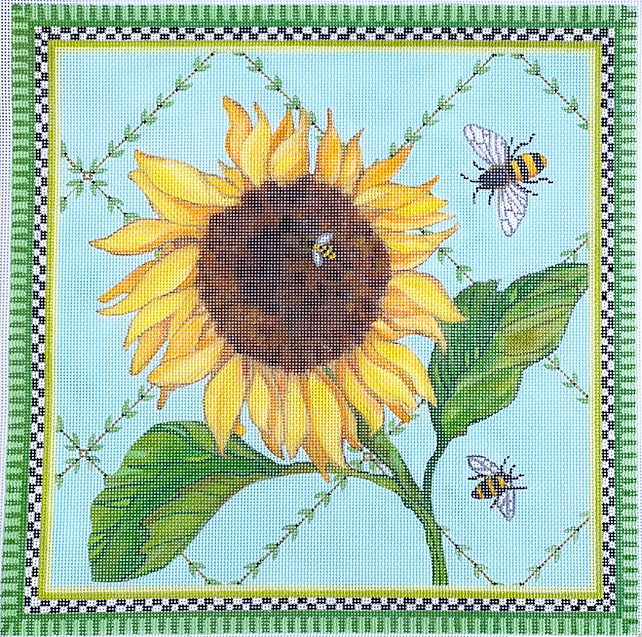 Sally Eckman Roberts – Sunflower & Bees on Vine Lattice