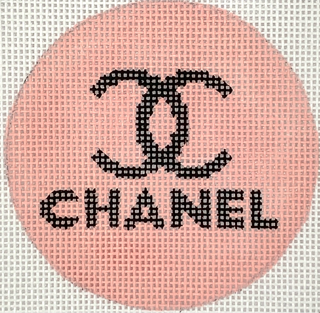 3” Round – Chanel C’s – black on shell pink