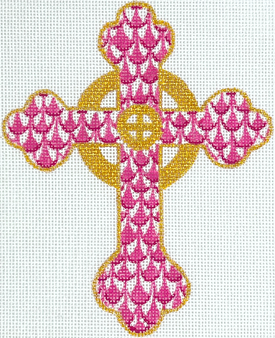 Fishnet Mini – Budded Celtic Cross – pinks & gold