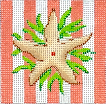 3” Square Insert – Starfish on Coral Cabana Stripes