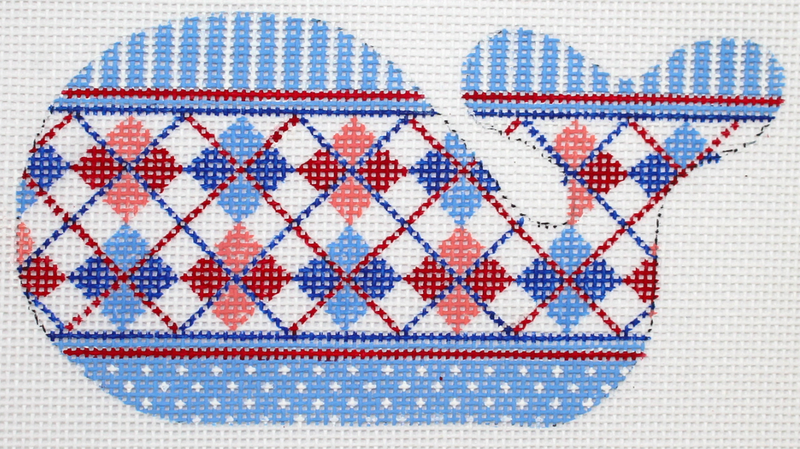 Mini Whale – Patriotic Argyle – red, white & blue