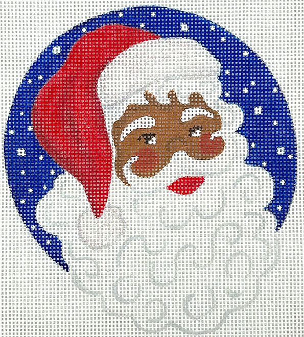 Christmas Ornament – Santa Claus on Night Sky (Black Skinned)