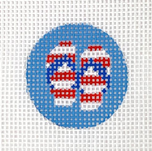 1.25" Round Insert · Red & White Striped Flip Flops on Ocean Blue
