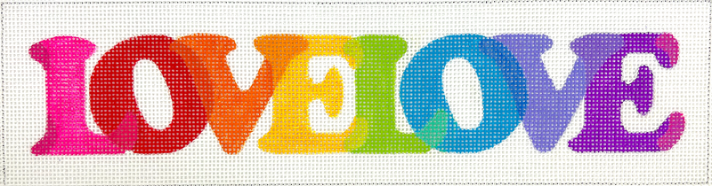 “LOVELOVE” – overlapping letters in rainbow colors