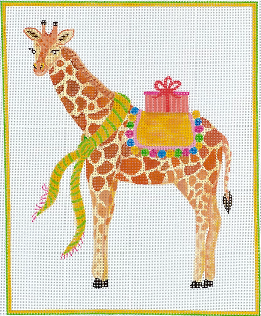 Lindsay Brackeen – Party Animal Giraffe w/ Gift and Yellow Scarf