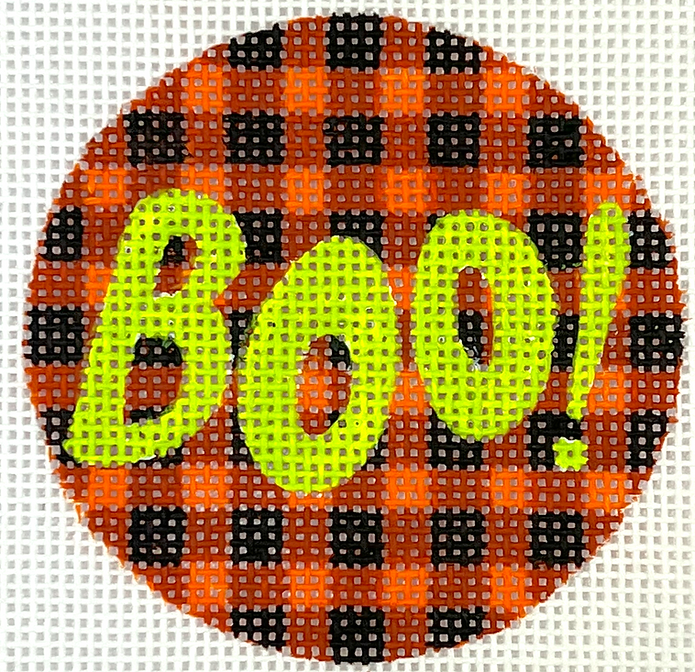Halloween Mini – “BOO!” on Orange & Black Gingham