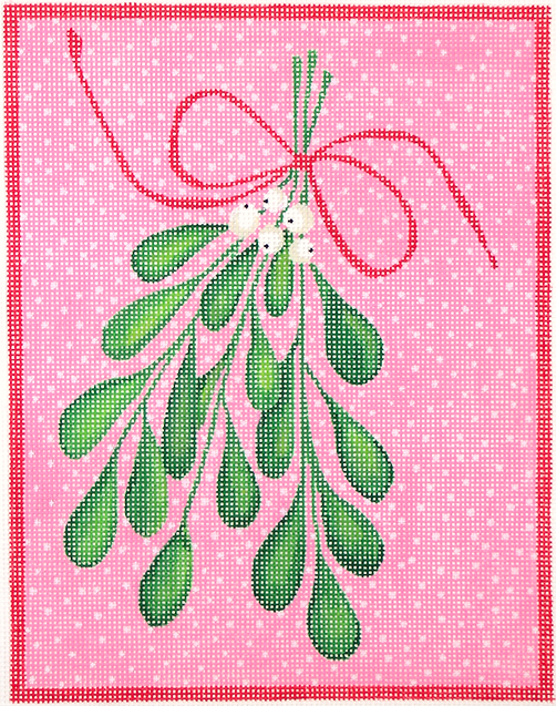 Kate Mason – Mistletoe – green & red on hot pink