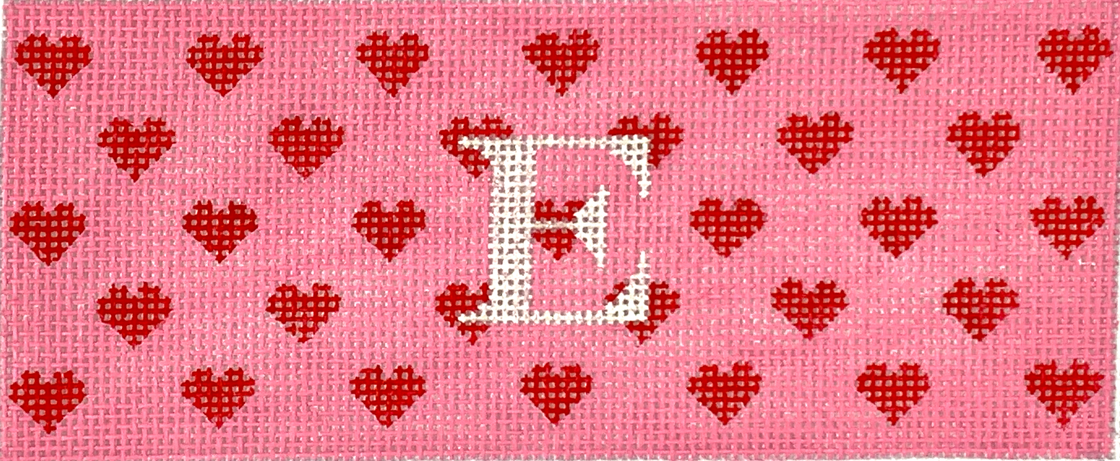 Insert – Hearts – red on bubblegum pink w/ white letter