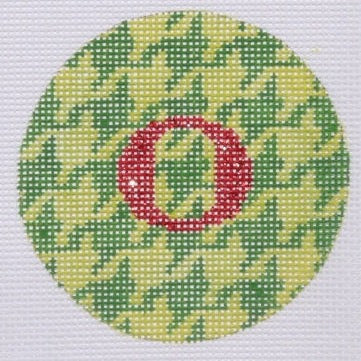 3" Round – Kelly & Lime Houndstooth, Hot Pink Letter