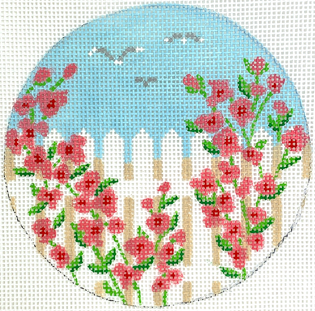 4” Round – Rose Covered Picket Fence