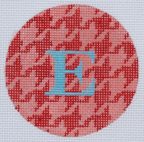 3" Round – Nantucket Reds Houndstooth, Bright Blue Letter