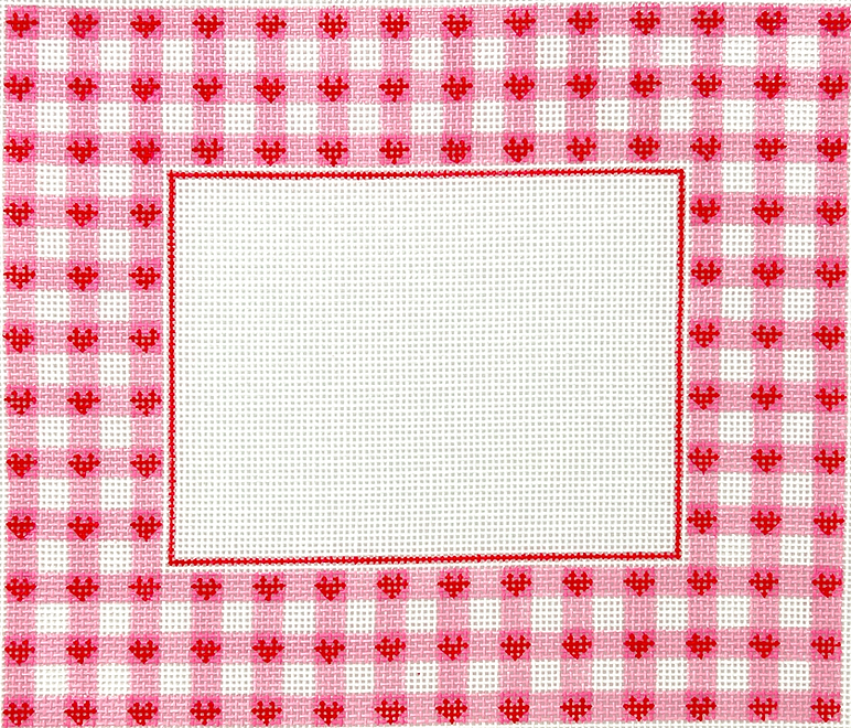 Frame – Pink Gingham w/ Red Hearts – rectangle