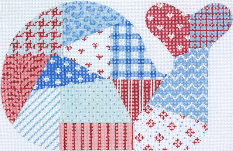 Med. Whale – Patchwork – red, white & blue