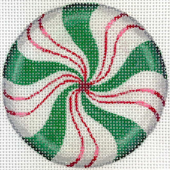 Christmas Ornament – Sparkly Green & Red Peppermint