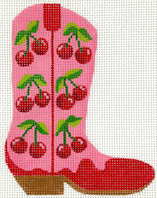 Mini Cowgirl Boot – Cherries on Bubblegum Pink