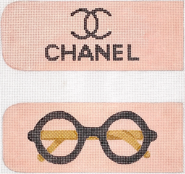 Glasses Case – Chanel w/ Logo & Signature Round Glasses on peach