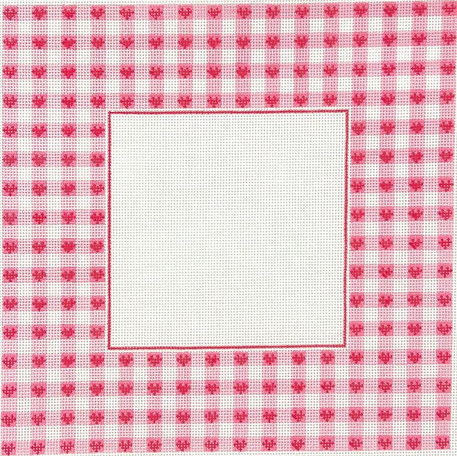 Frame – Pink Gingham w/ Raspberry Hearts – square