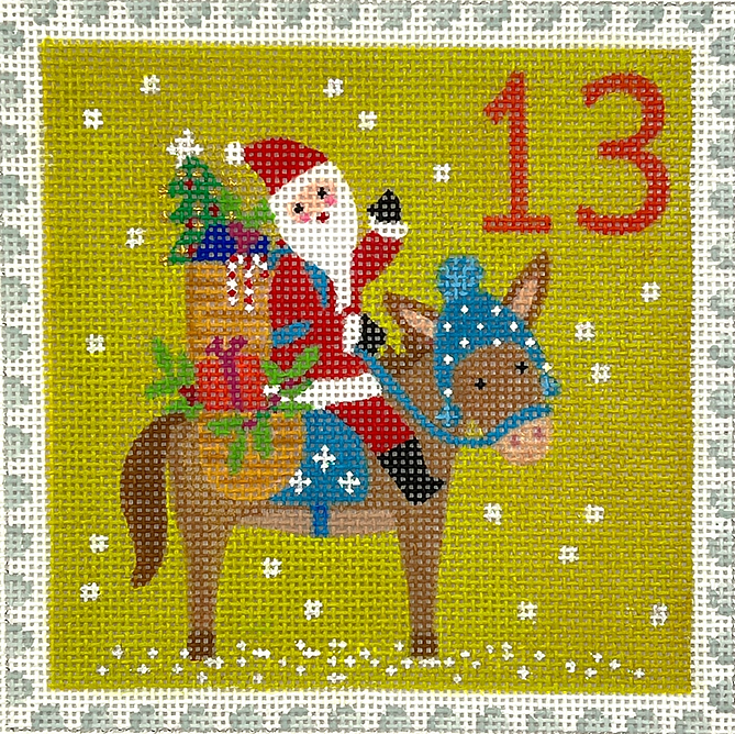 Klara Hawkins – Advent Around the World Stamp #13 – Romania – Santa on Donkey