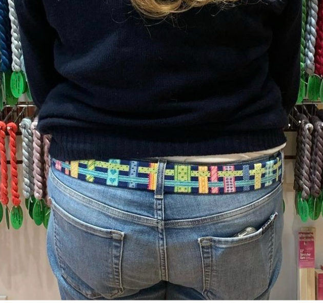 Belt – Woven Ribbons – multi brights on navy