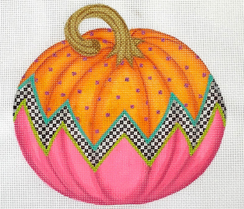 Funky Punkin Stand-up #9 – orange top, checkerboard zigzag, watermelon bottom