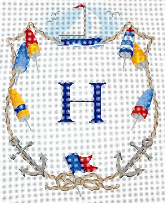 Monogram Crest – Sailboat, Anchors, Buoys & Rope