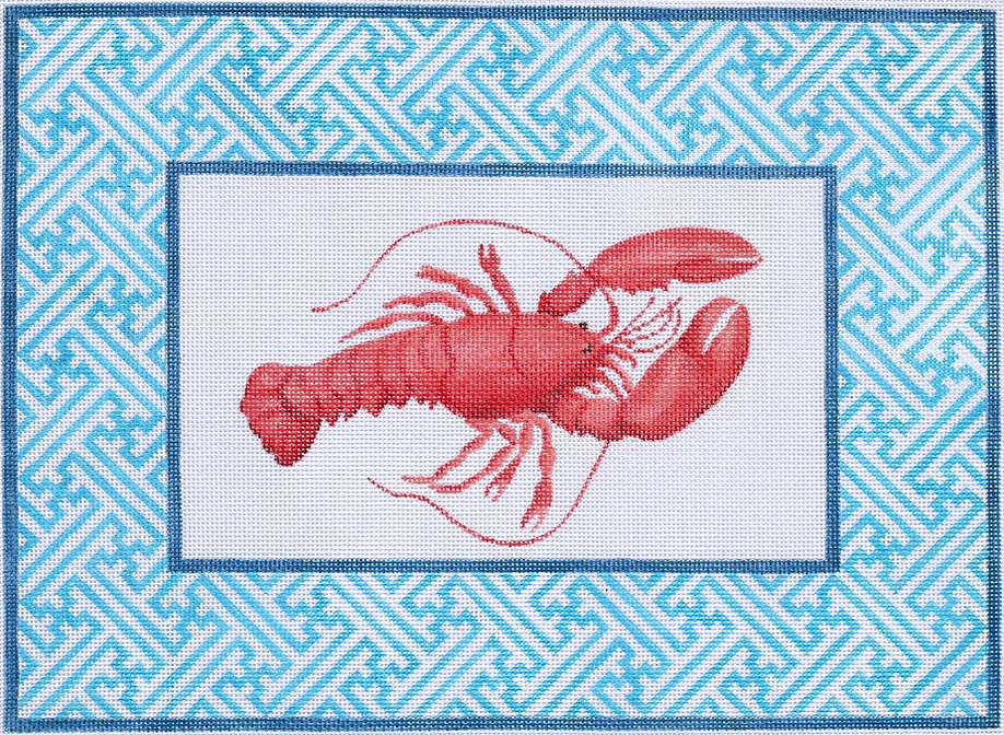 Lobster w/ Chinoiserie Border – reds & blues