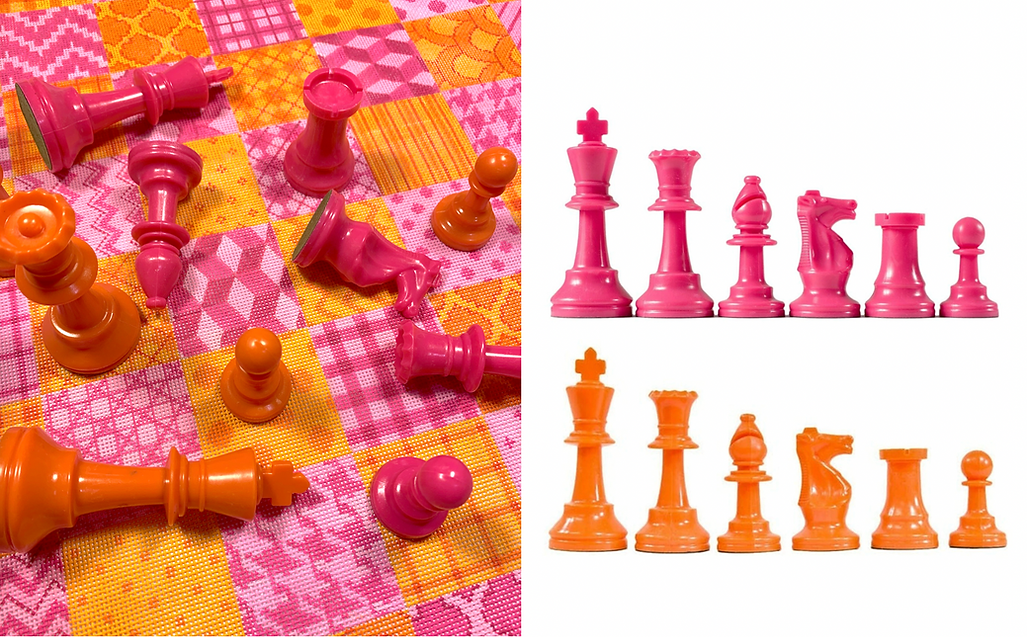 Accessory Set for Chess Board CHB-06 – bright pink & orange (2 sets of chess pieces)