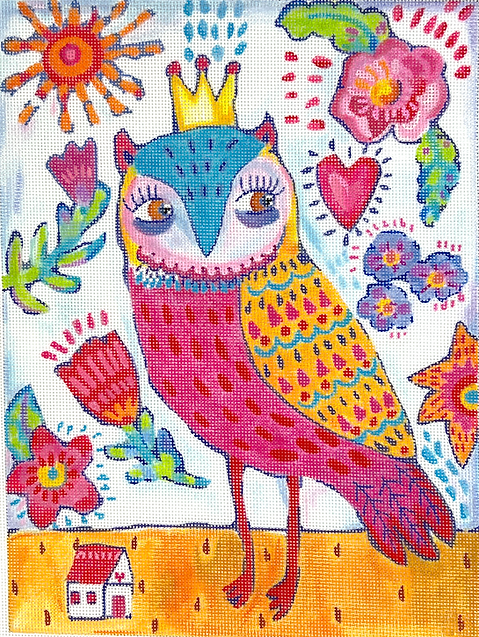 Julia Eves – Spunky Owl w/ Crown & Flowers